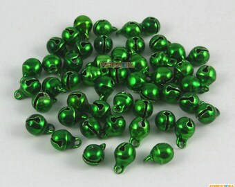 50Pcs 6mm Green Bells Jingle Bells Christmas Bells Pet Bells (Bell13)