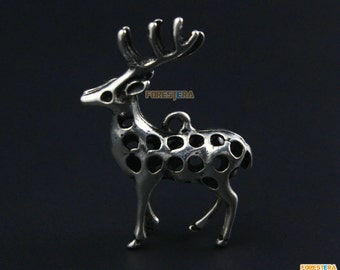 5Pcs Antique Silver Deer Charm Deer Pendant 40x30mm (PND1269)