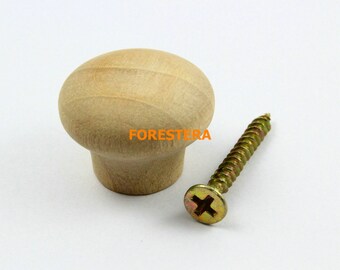 1Pcs Unfinished Wood Knob Wooden Dresser Handle Drawer Knob Pull Cabinet Cupboard Handle Knob 24x19mm (WKN4)