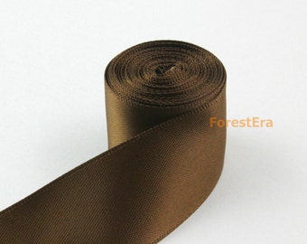 2 Yards 1 Inch Brown Glossy Ribbon Hair Ribbon Grosgrain Ribbon (LWD57)