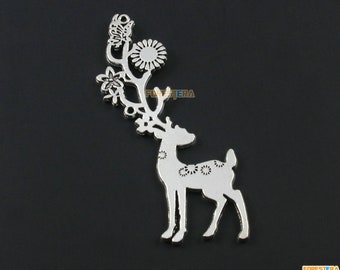 6Pcs Antique Silver Deer Charm Deer Pendant 70x20mm (PND1785)