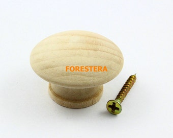 1Pcs Unfinished Wood Knob Wooden Dresser Handle Drawer Knob Pull Cabinet Cupboard Handle Knob 38x24mm (WKN28)