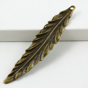 20Pcs Antique Brass tree leaf Charm tree leaf Pendant 55x11mm (PND483)