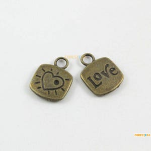 20Pcs Antique Brass &quot;Love&quot; Tag Charm Tag Pendant Heart Charm 18x13.5mm (PND1648)