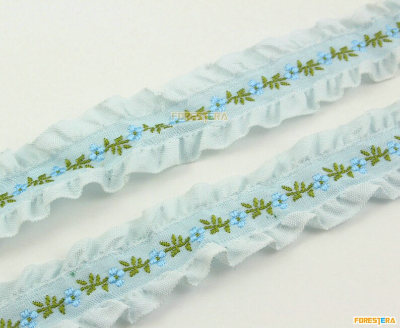 Terylene Lace Trim Light Blue Floral Lace Ribbon Blue Lace Etsy