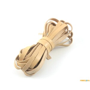 5 Yards 6mm Leather Cord Light Brown Leather Belt Flat Leather Cord Genuine Leather Cord (ZPS05)