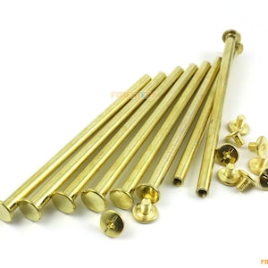 10Pcs 9x100mm Brass Plated Chicago Screw Stud Rivet Belt Strap Fastener (BCHI100)