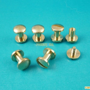 Vite Chicago con rivetto in ottone massiccio da 8*6 mm per portafoglio con cintura artigianale in pelle/testa bombata (RB8X6)