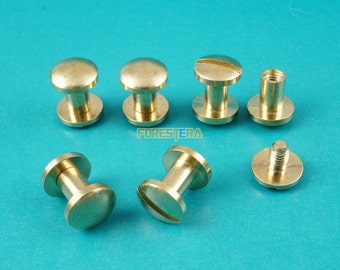 8*6mm Solid Brass Rivet Chicago Screw for Leather Craft Belt Wallet / Cambered Head (RB8X6)