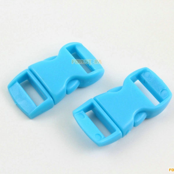 100 Pieces 10mm Sky Blue Plastic Side Quick Release Buckle Clip for Backpack Bag (RBCNO22)