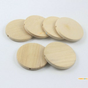 10Pcs Unfinished Wood Discs Flat Round Wood Beads Natural Wooden Beads 40mm (MP18)