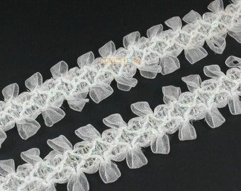 Terylene Lace Trim White Floral Lace Ribbon White Lace Trim 2.8cm Width -- 3 Yards (LACE459)