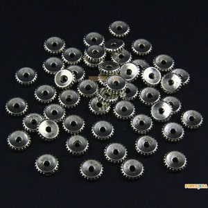 200Pcs Antique Silver Bead Spacer Round Bead Spacer For Jewerly 6mm (PND1371)