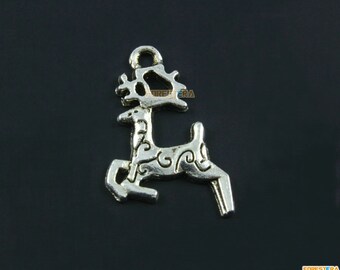 50Pcs Antique Silver Deer Charm Deer Pendant 20x14mm (PND1786)