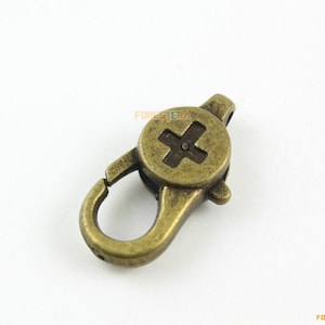 10Pcs Antique Brass Book Lobster Clasp Claw Hook 28x14mm (HOOK17)