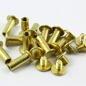 25Pcs 9x12mm Brass Plated Chicago Screw Stud Rivet Belt Strap Fastener (BCHI12)