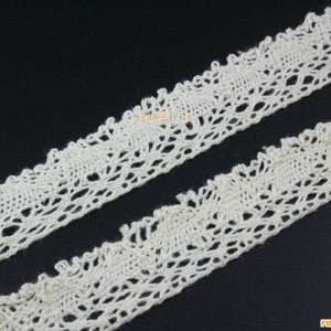 Cotton Lace Trim Beige Floral Lace Ribbon 1.8cm Width -- 5 Yards (LACE120)