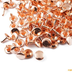 Taille: 9'8mm Rose Gold Double Cap Round Rapid Rivet Punk Rock Leathercraft Rivet 9'8mm [Cap Diameter-Shank longueur] (RR-RI9x8)