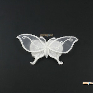 5 Pieces Butterfly Lace Applique White Terylene Embroidered Lace Patch 4x7cm (LACE563)