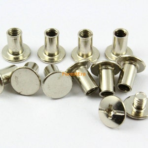 25Pcs 9x8mm Nickel Plated Chicago Screw Stud Rivet Belt Strap Fastener (CHI08)