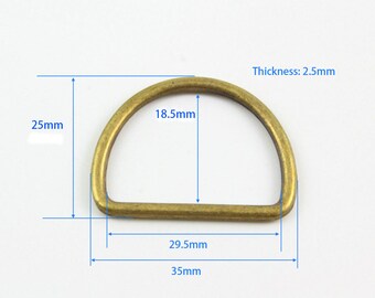 20 Pieces 29.5mm Antique Brass Color Welded Metal D Ring For Purse Bag Handbag (B-G8164)