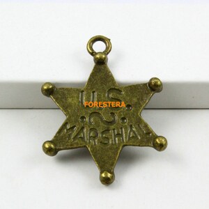 10Pcs Antique Brass Star Charm Star Pendant 32x24mm (PND694)