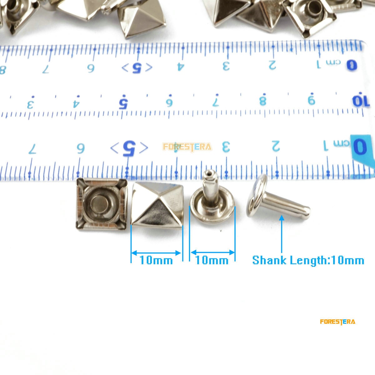10mm Silver Pyramid Double Cap Rapid Rivet Punk Rock