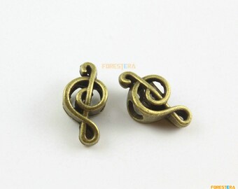 50Pcs Antique Brass Musical Note Bracelet Bead Musical Note Chain Bead 18x9mm (PND1132)