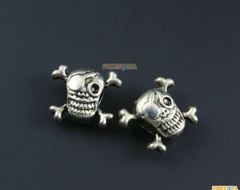 30Pcs Antique Silver Skull Bracelet Bead Skull Chain Bead Skull Bead 15x12mm (PND1141)