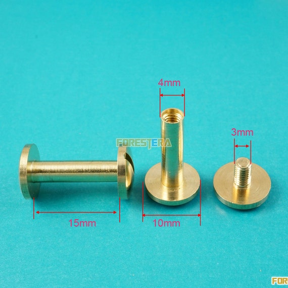 10 Sets 3mm 4mm 5mm Solid brass Chicago screws rivets