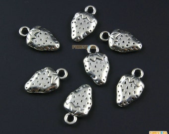 50Pcs Antique Silver Strawberry Charm Strawberry Pendant 10x17mm (PND945-1960)