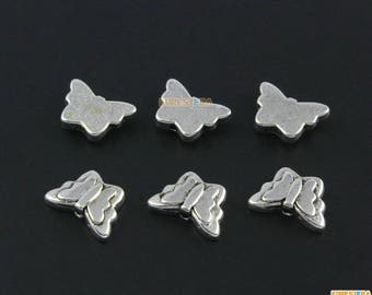 50Pcs Antique Silver Butterfly Bead Butterfly Charm Butterfly Bracelet Bead Butterfly Pendant 12x8mm (PND1541)