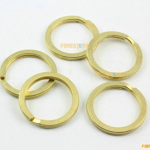 10 Pieces 30mm Solid Brass Split Key Ring - Flat (BKRING3)