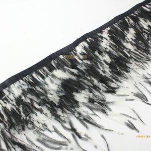 1 Yard Black White Feather Trim (YM606)