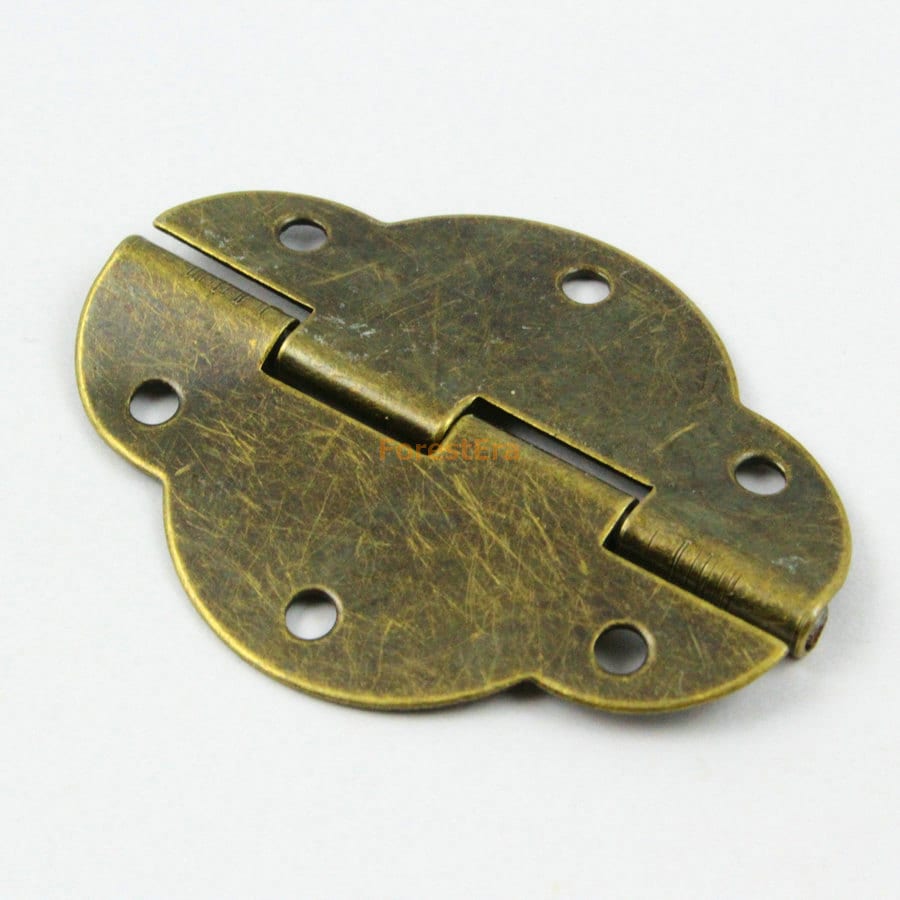 10Pcs Antique Brass Flower Hinge Small Hinge Box Hinge 46x35mm (HINGE08)