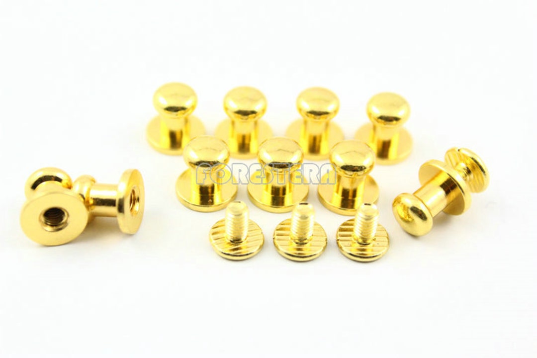100pcs 8mm Gold Round Screw Back Spike Studs for Leather