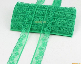 Terylene Lace Trim Green Tulle Lace Trim Floral Lace Ribbon 1.8cm Width -- 10 Yards (LACE511)