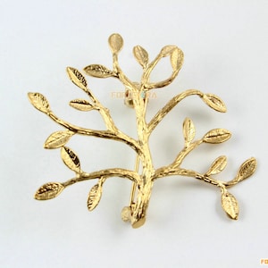 4Pcs Gold Tree Charm Tree Pendant Tree Brooch 36x32mm (PND922)