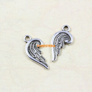 50Pcs Antique Silver Wing Charm Angel Wing Pendant 19x9mm (PND772)