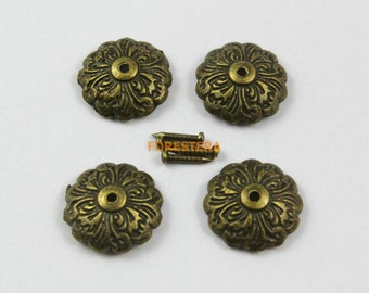100 Pcs 15mm Antik Messing Runde Nagel Pads Polsterung Tacks Nägel (TN32)