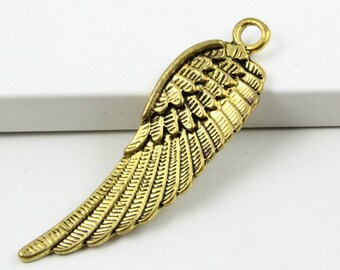 10 st. antikguld änglavingeberlock änglavingehänge 45 x 14 mm (PND382)
