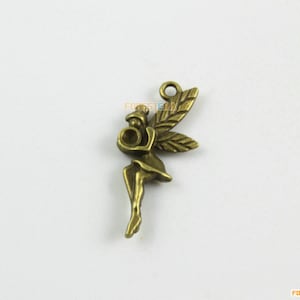 50Pcs Antique Brass Fairy Charm Fairy Pendant 25x12mm (PND1207)
