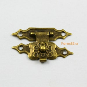 4Pcs Antique ottone gioielli scatola Hasp Blocco latch 30x18mm con viti (HASP058)
