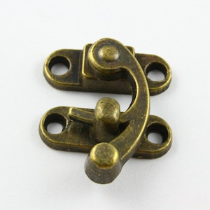 10Pcs Antique Brass Jewelry Box Hasp Latch Lock 29x33mm with Screws (HASP007)