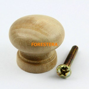 1Pcs Unfinished Wood Knob Wooden Dresser Handle Drawer Knob Pull Cabinet Cupboard Handle Knob 28x22mm (WKN1)