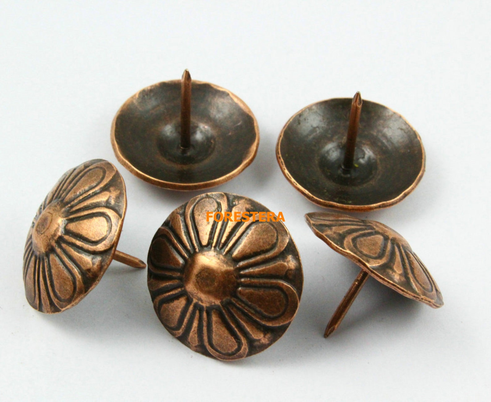 50Pcs 23mm Antique Copper Upholstery Tacks Nails Flower Tack Etsy