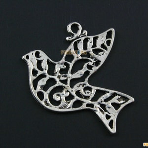 10Pcs Antique Silver Pigeon Charm Pigeon Pendant Peace Bird Pendant 31x37mm (PND1233)