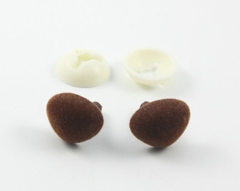 40 Pieces 18mm Brown Fuzzy Flock Nose , Safety Animal Doll Nose, Teddy Bear Nose Come With 40 pieces Washers (WWBZ20)