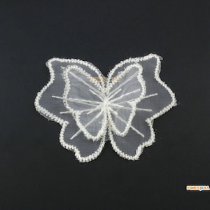 5 Pieces Butterfly Lace Applique White Terylene Embroidered Lace Patch 5x6cm (LACE562)