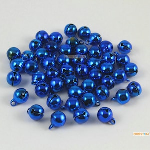 50Pcs 8mm Blue Bells Jingle Bells Christmas Bells Pet Bells (Bell18)